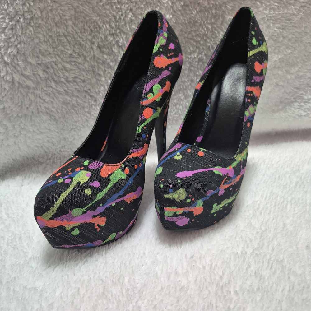 Colorful Splatter High Heels - Picture 2 of 4